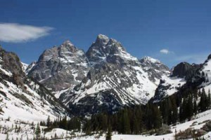 The Grand Teton, viewed from Cascade Canyon between the forks and Lake Solitude. Photo taken June 21, 2008.